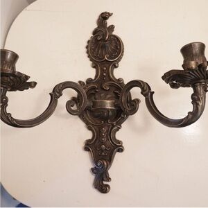 Antique Brass Wall Sconce Candle Holder heavy